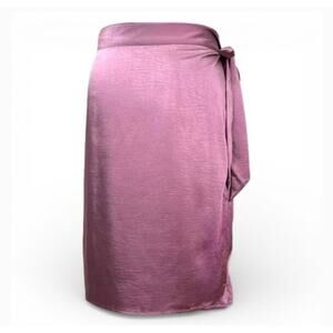 NEW Wildfang Empower Wrap Skirt Satin Midi Mauve Pink Size Medium NWT